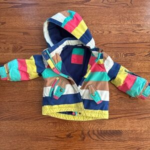 Mini Boden girls all weather winter jacket coat striped 4